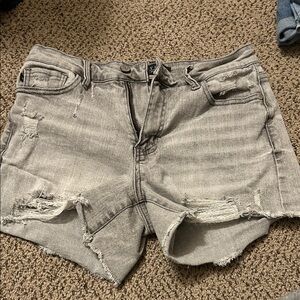 Judy Blue Light Gray Distressed Jean Shorts